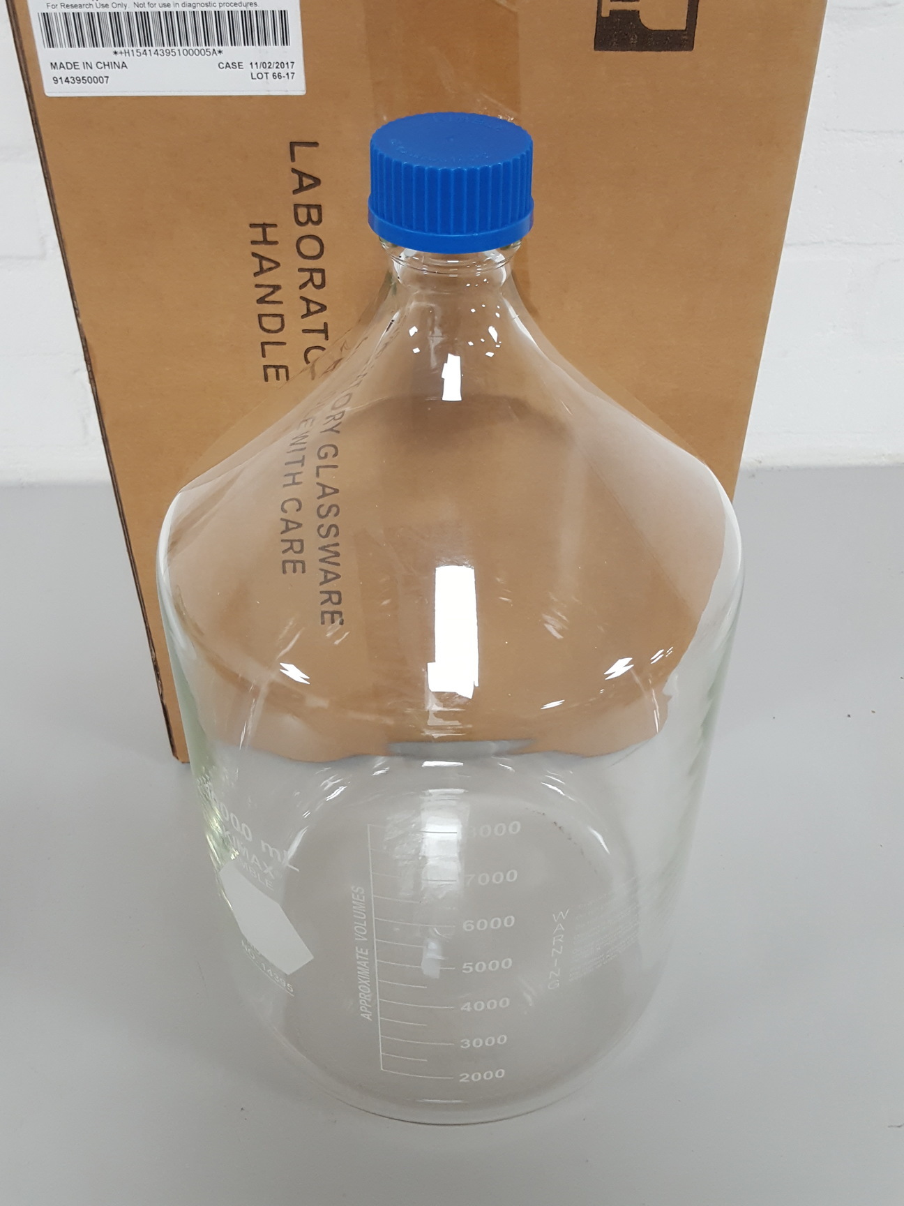 Image of 1x 10000mL 10L Duran Bottle + Lid Kimble Kimax GL45 Lab Glassware Laboratory