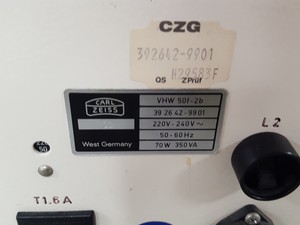 Thumbnail image of Carl Zeiss Microscope Illuminator Lamp With VHW 50f-2b Power Supply Light Source