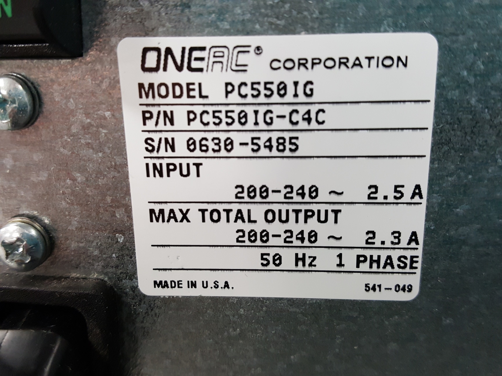 Image of ONEAC ConditionOne Power Conditioner UPS PC550IG Lab