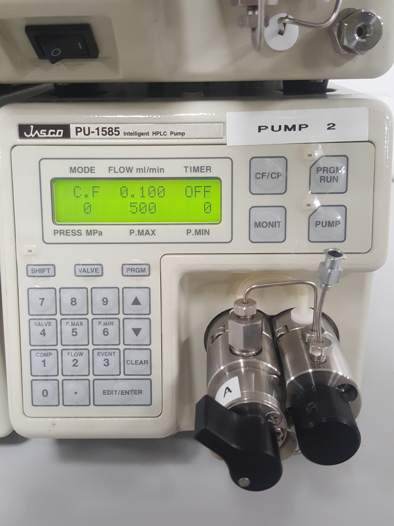 Image of Jasco UV-1575 Detector, PU1585 HPLC Pump, MX-2080-32 Mixer, DG-1580-54 Degasser