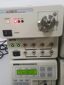 Thumbnail image of Jasco UV-1575 Detector, PU1585 HPLC Pump, MX-2080-32 Mixer, DG-1580-54 Degasser