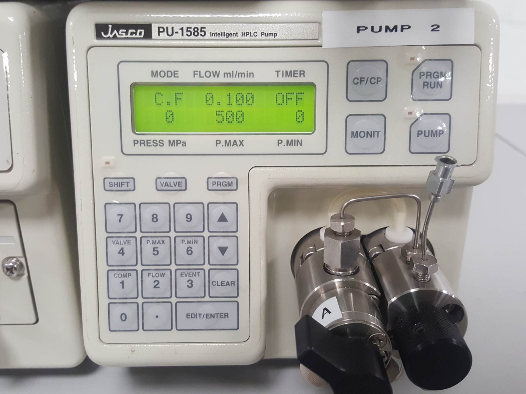 Image of Jasco UV-1575 Detector, PU1585 HPLC Pump, MX-2080-32 Mixer, DG-1580-54 Degasser