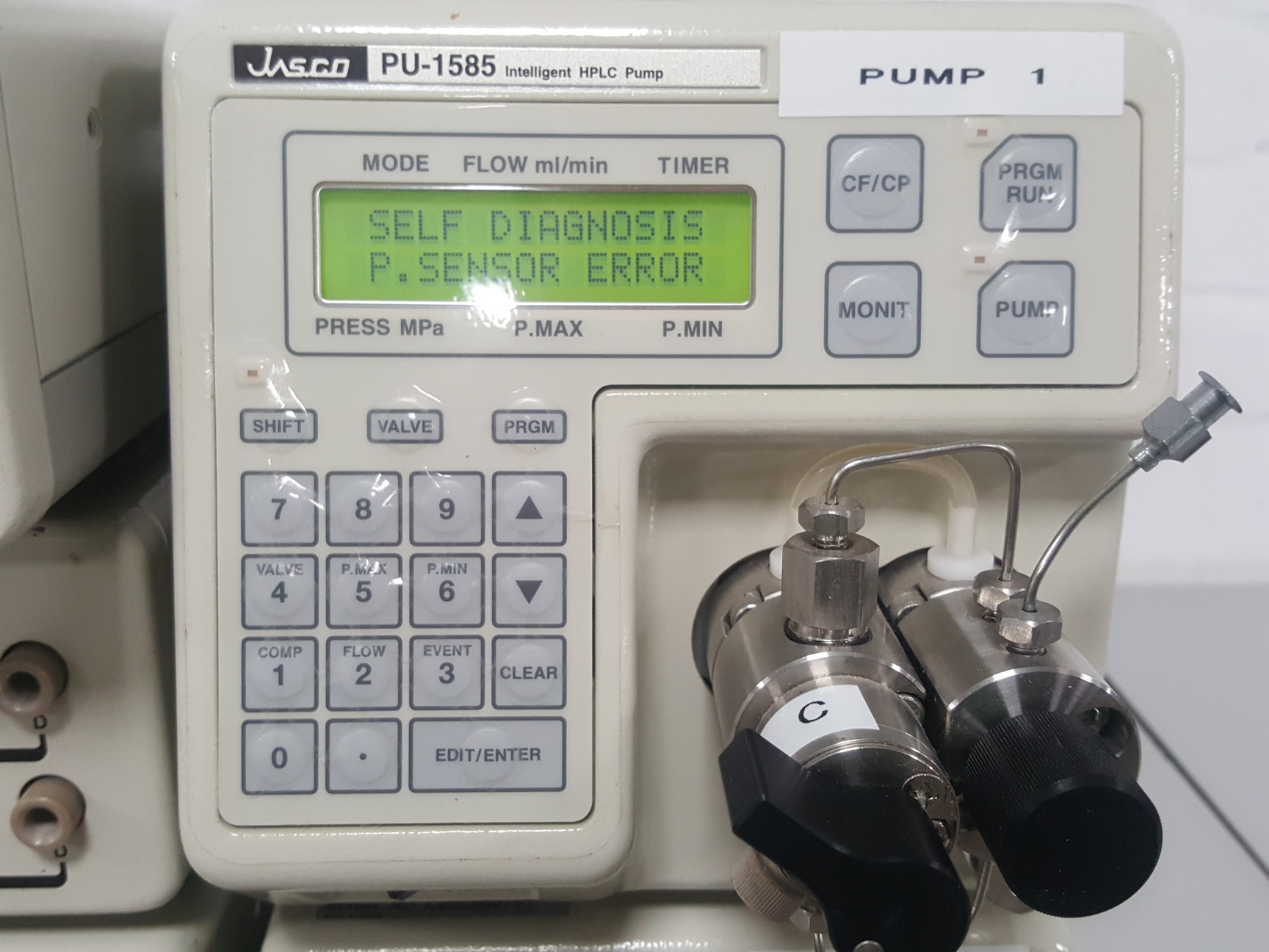 Image of Jasco UV-1575 Detector, PU1585 HPLC Pump, MX-2080-32 Mixer, DG-1580-54 Degasser
