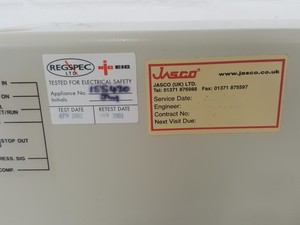 Thumbnail image of Jasco UV-1575 Detector, PU1585 HPLC Pump, MX-2080-32 Mixer, DG-1580-54 Degasser