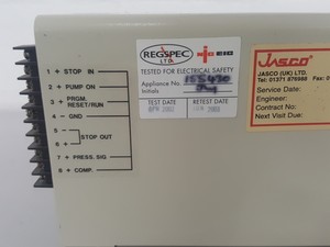 Thumbnail image of Jasco UV-1575 Detector, PU1585 HPLC Pump, MX-2080-32 Mixer, DG-1580-54 Degasser