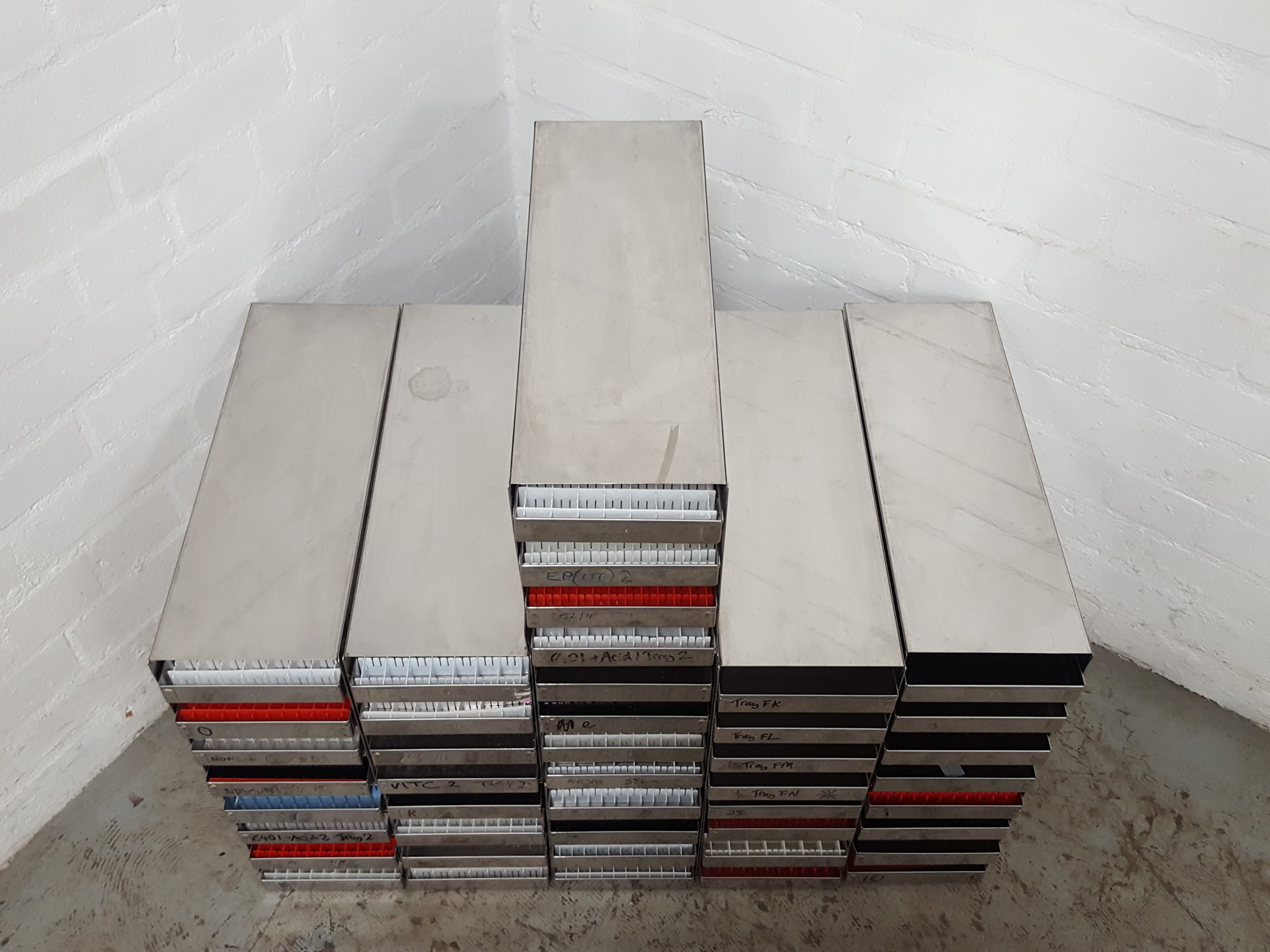 Image of Set of 11 Stainless Storage Freezer Tray Racks Lab