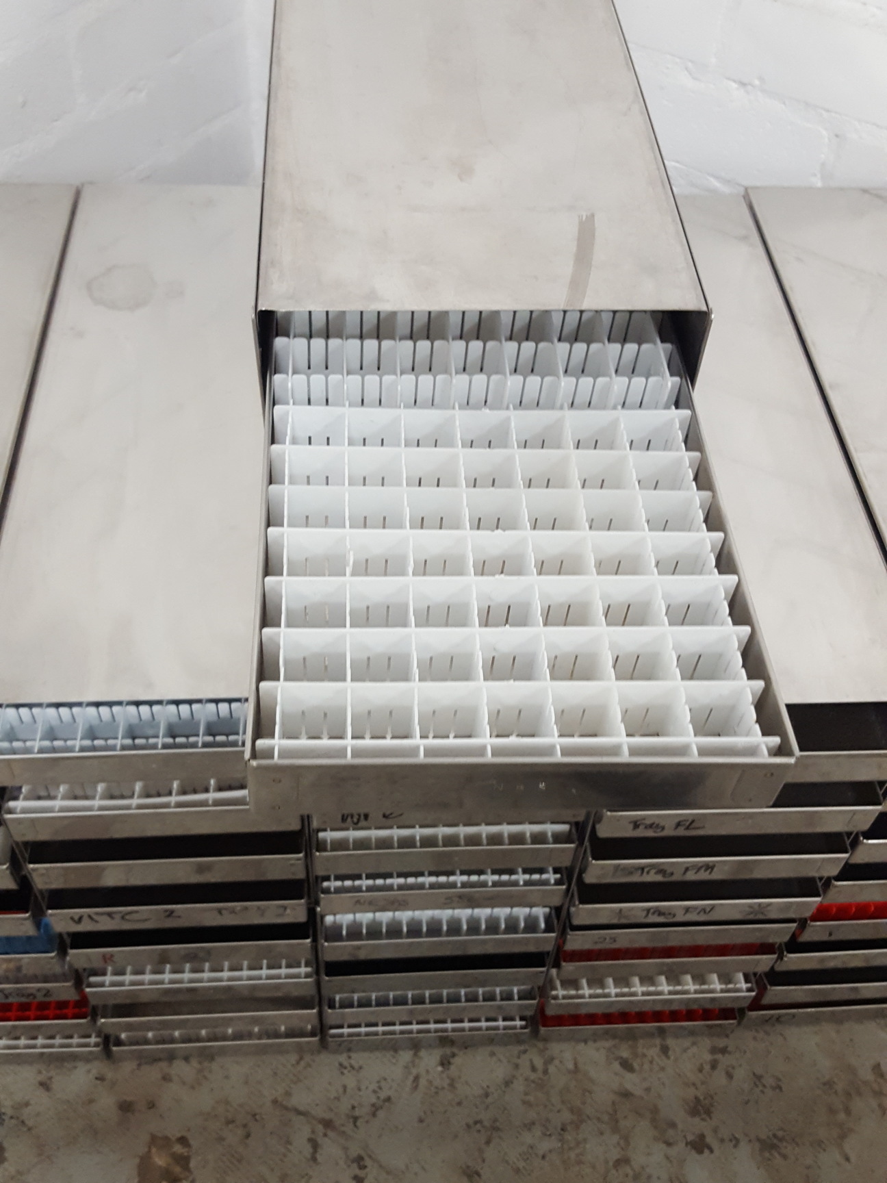 Image of Set of 11 Stainless Storage Freezer Tray Racks Lab