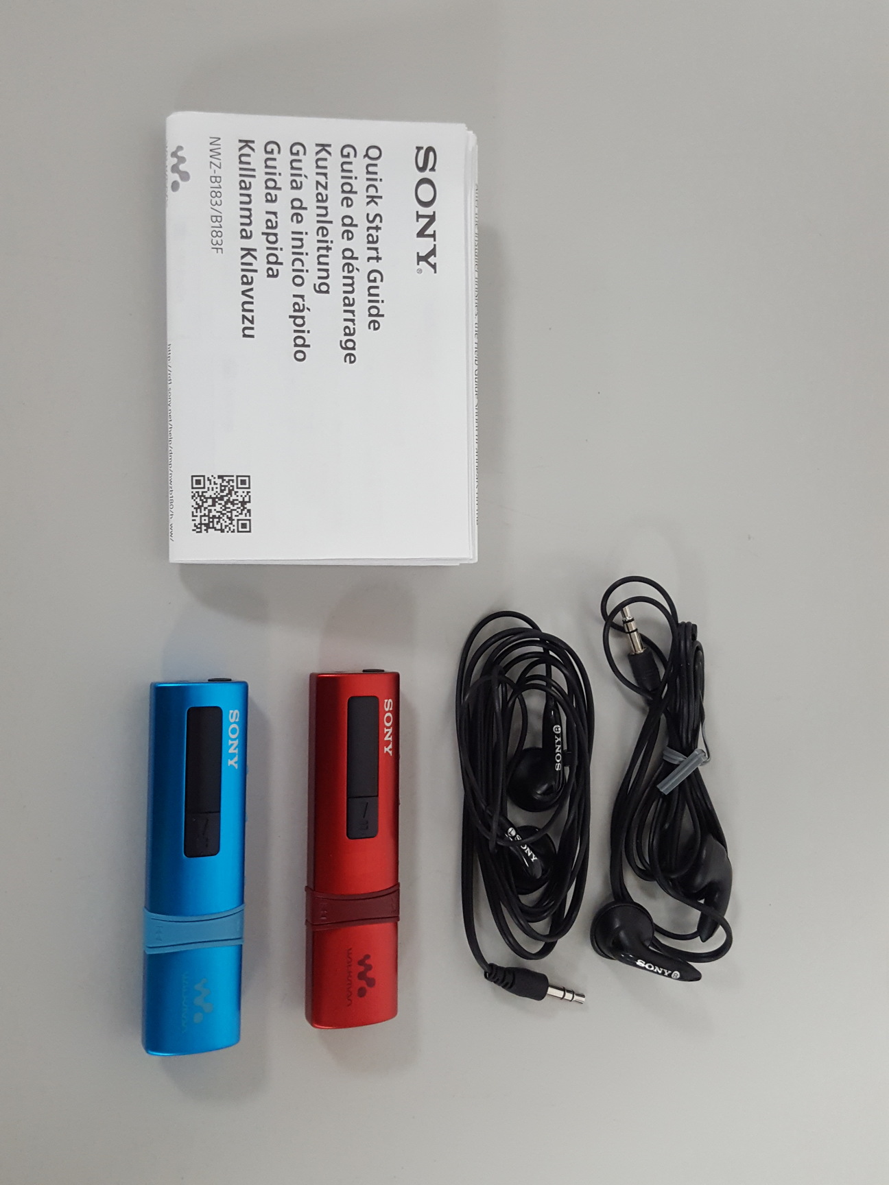 Image of 2x Sony Walkman NWZ-B183 With Built-in USB Mp3 Players Red & Blue Music