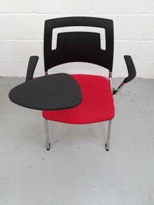 Thumbnail image of Job Lot of 9 Fabric Chrome Chairs Office Conference With Writing Tablet