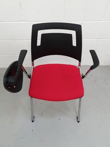 Thumbnail image of Job Lot of 9 Fabric Chrome Chairs Office Conference With Writing Tablet
