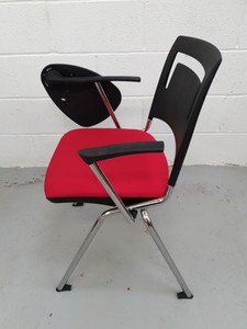 Thumbnail image of Job Lot of 9 Fabric Chrome Chairs Office Conference With Writing Tablet