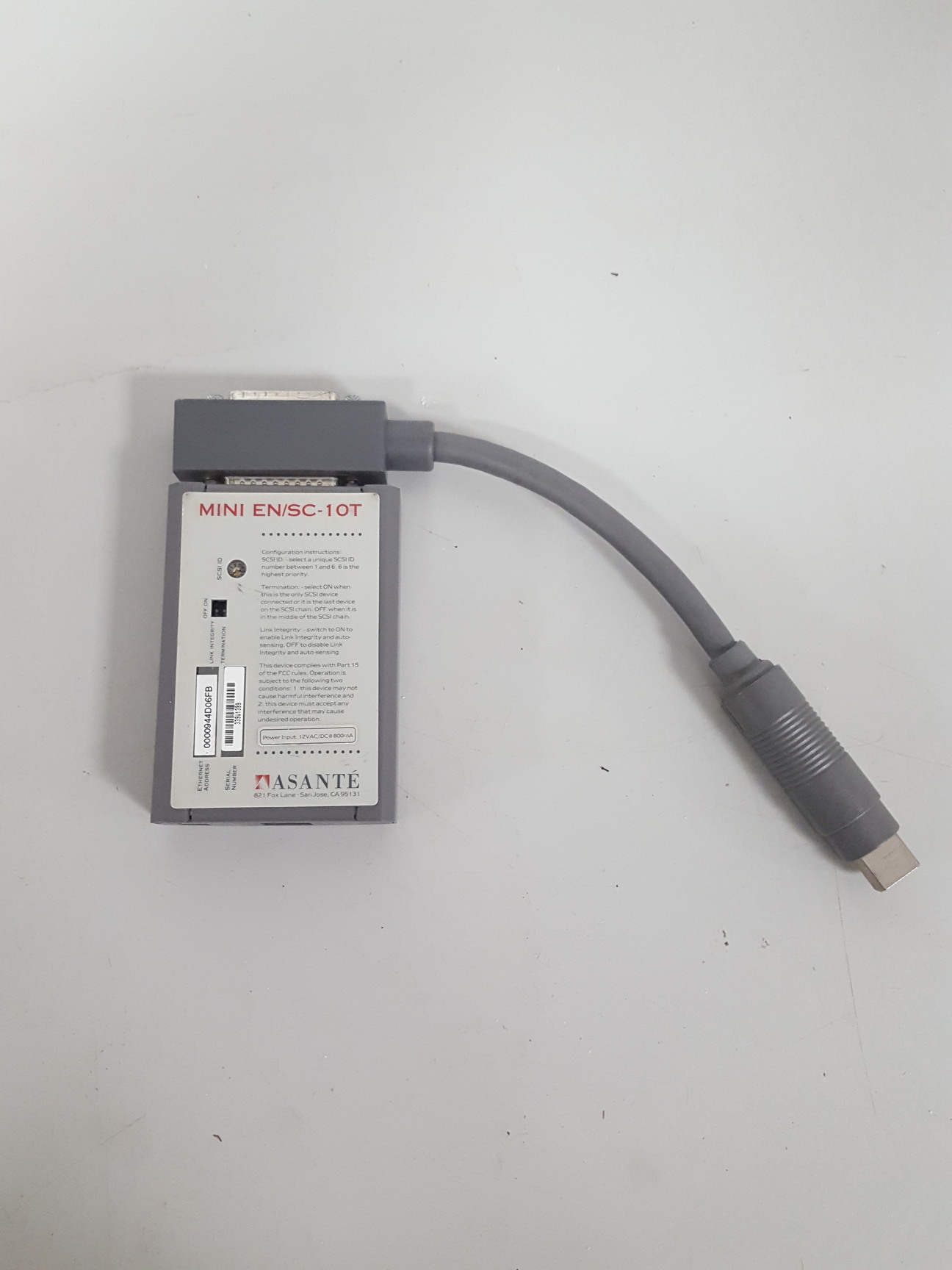 Image of Asante Mini EN/SC-10T SCSI Ethernet Adapter and Cable