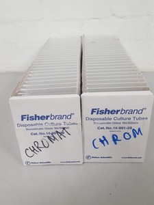 Thumbnail image of  Lot of 450x Fisherbrand Disposable Culture Borosilicate Test Tubes Lab 14-961-2