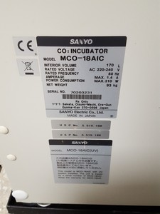 Thumbnail image of Sanyo MCO-18AIC Co2 Lab Incubator