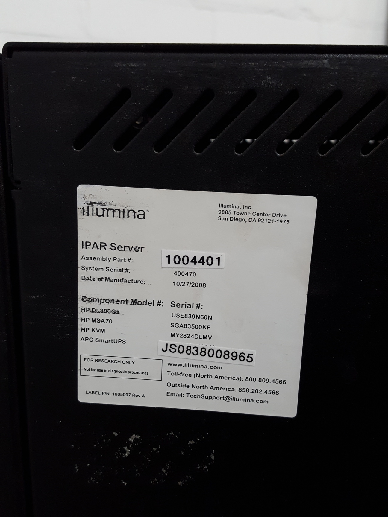 Image of Illumina IPAR Server Data Server Cabinet on Wheels 19" Racks IT