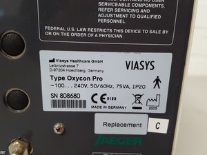 Thumbnail image of Jaeger Viasys Oxycon Pro Stress Test w/PC and Software Lab Metabolic Cart