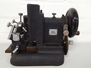 Thumbnail image of Beck London Vintage Rotary Microtome Lab Histology Tissue Processing