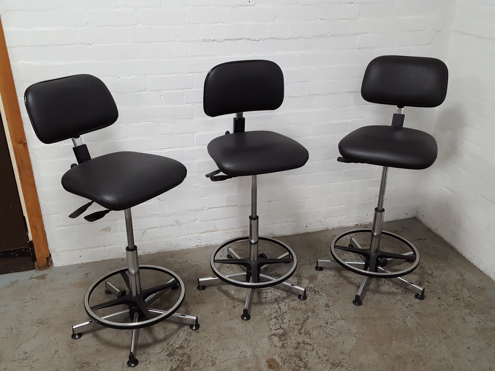 Image of 3x VWR Lab Chairs With Adjustable Back & Foot Rest