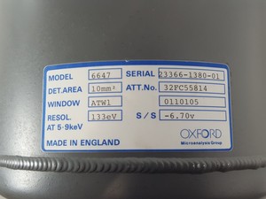 Thumbnail image of Oxford Instruments Link Pentatest Model 6647 ATW2 10mm2 EDS X-Ray Detector Lab