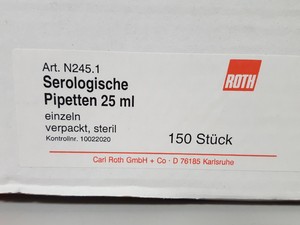 Thumbnail image of 945x Roth Serological Pipettes, 150x 25mL, 500x 5mL, 240x2mL Lab