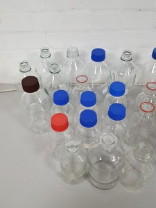 Thumbnail image of 52x Glass Duran Bottles Lab Glassware - Some Lids, Various Sizes