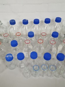 Thumbnail image of 52x Glass Duran Bottles Lab Glassware - Some Lids, Various Sizes