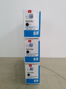 Thumbnail image of 3 x Genuine HP Q2670A Black Toner Cartridges for Laserjet Series 3500/3550/3700