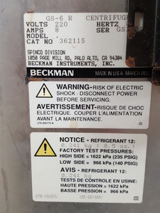 Thumbnail image of Beckman Coulter GS-6R Benchtop 3750 RPM Refrigerated Centrifuge Lab 1-98 Rotor 