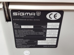 Thumbnail image of Sigma 1-15 Benchtop Lab Centrifuge + Rotor PP 32/98 14000rpm Spares Repairs 