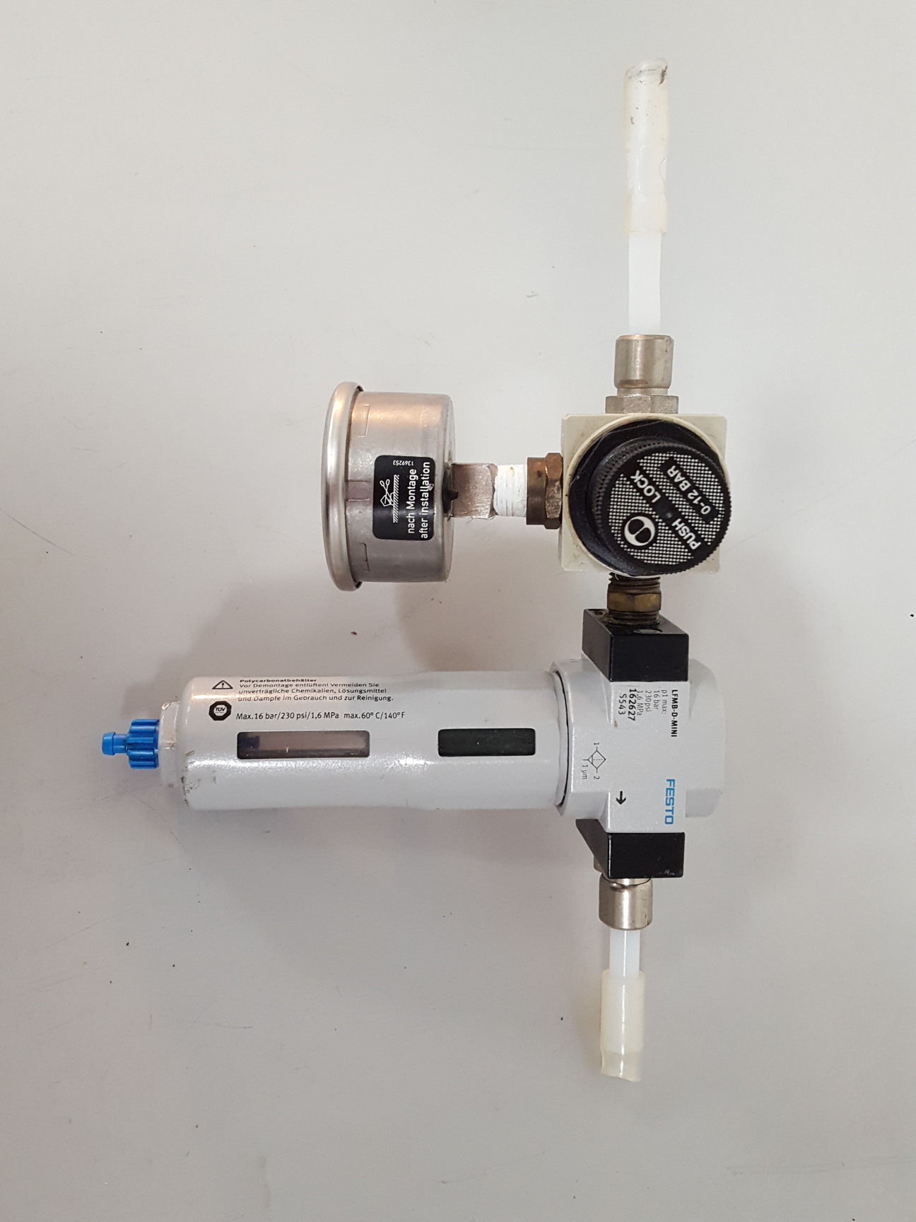 FESTO LFMB-D-MINI-DA Fine Micro Filter With WIKA Gauge