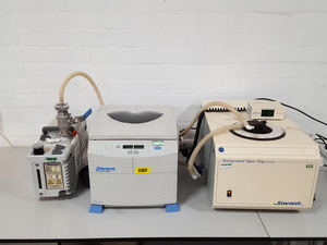 Thumbnail image of Savant SPD101B Speedvac + RVT400 Refrigerated Vapor Trap + VLP80 Vacuum Pump Lab