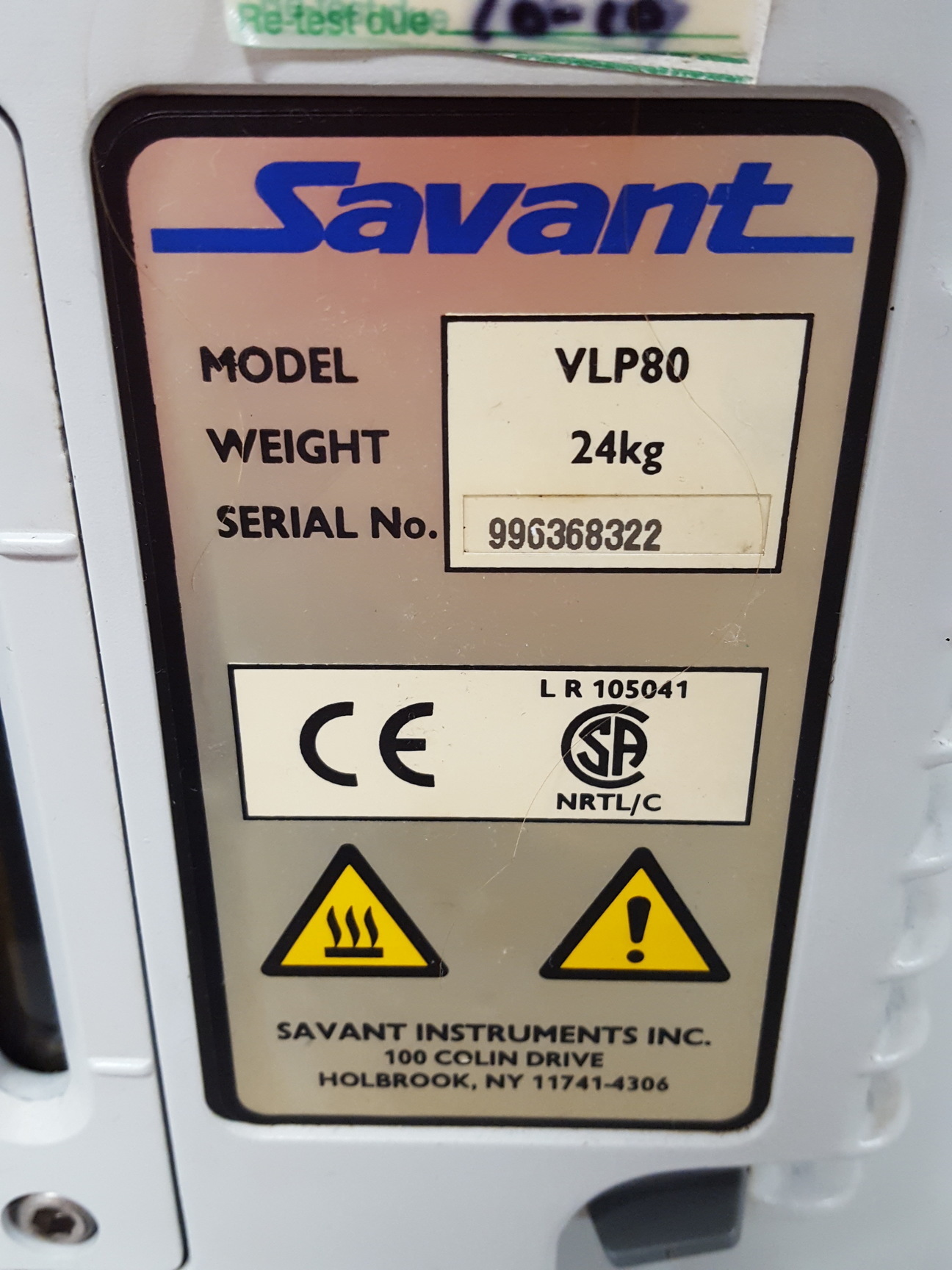 Image of Savant SPD101B Speedvac + RVT400 Refrigerated Vapor Trap + VLP80 Vacuum Pump Lab