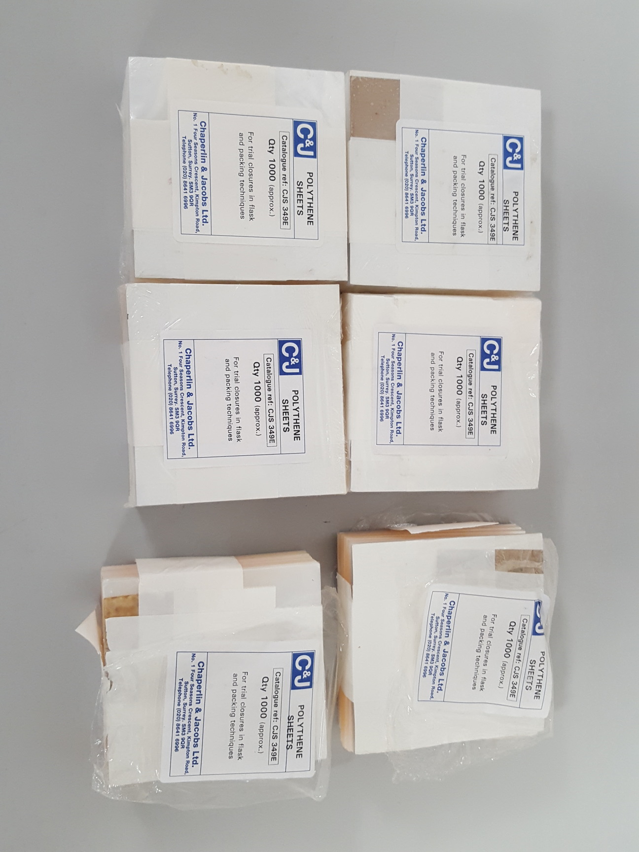 Image of Lot of 6x Packs of C & J CJS 349E Polythene Sheets Dental
