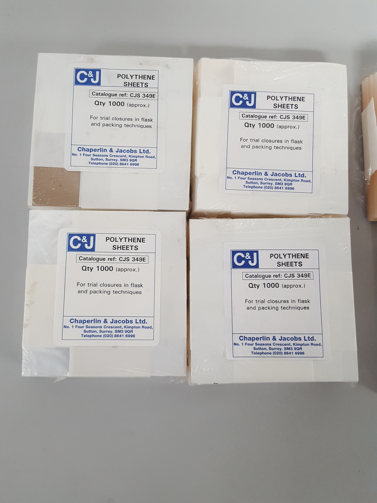 Image of Lot of 6x Packs of C & J CJS 349E Polythene Sheets Dental