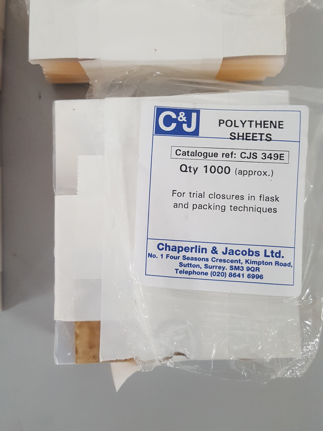Image of Lot of 6x Packs of C & J CJS 349E Polythene Sheets Dental