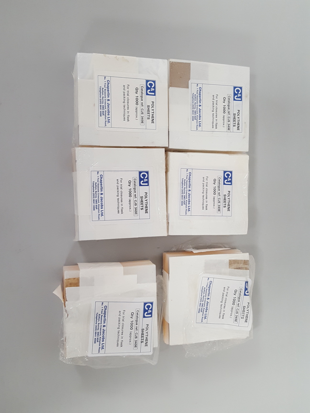 Image of Lot of 6x Packs of C & J CJS 349E Polythene Sheets Dental