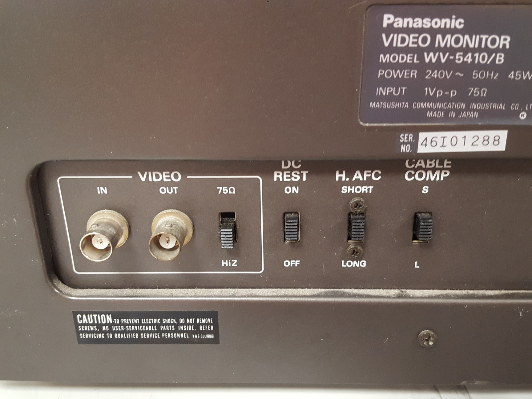 Panasonic WV-5410/B CCTV Video Monitor