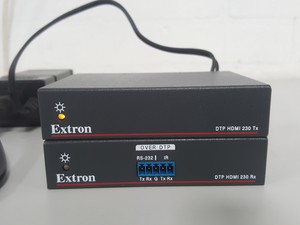 Thumbnail image of 2x Extron DTP HDMI 230 Tx & DTP HDMI 230 Rx. Includes 1 x PSU & IEC cable