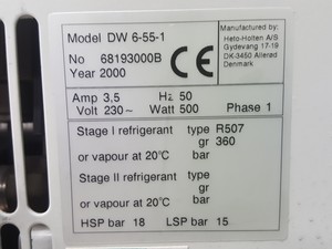 Thumbnail image of Heto Drywinner DW6 DE 6-55-1 Freezer Dryer Drier Lab - Spares Repairs