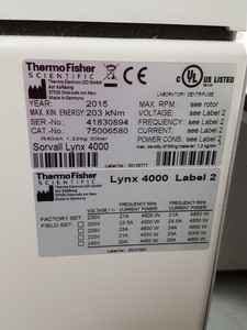 Thumbnail image of Thermo Scientific Sorvall LYNX 4000 Superspeed Centrifuge - Lab
