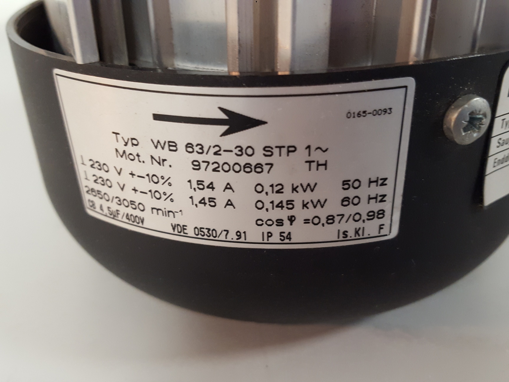 Image of Rietschle Rietschle Motor WB 63/2-30 STP1 For Piccolino VTE3 Vacuum Pump Lab