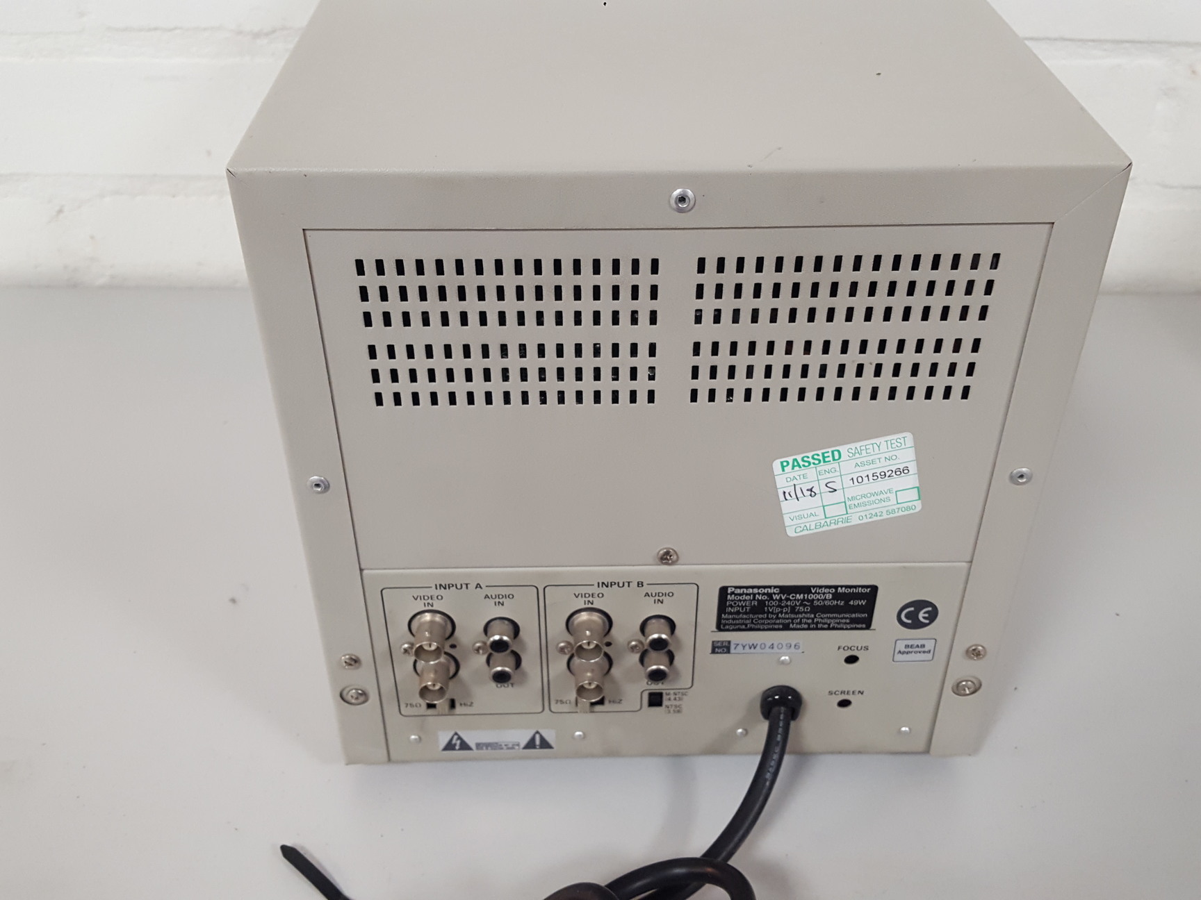 Image of Panasonic WV-CM1000/B Black & White CRT Monitor Video Input 