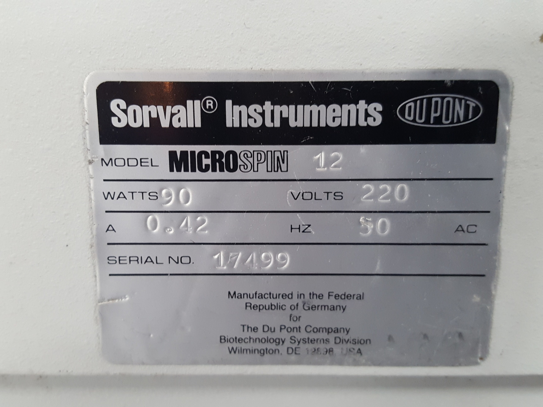 Image of Sorvall MicroSpin 12 Microfuge Benchtop Centrifuge Lab + 12 Tube Rotor