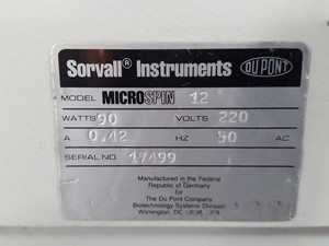 Thumbnail image of Sorvall MicroSpin 12 Microfuge Benchtop Centrifuge Lab + 12 Tube Rotor
