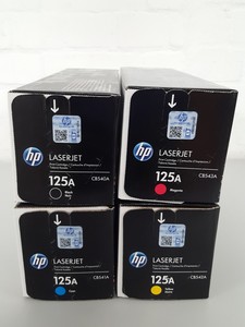 Thumbnail image of 4x HP 125A Toner CB540A Black, CB543A Magenta, CB541A Cyan, CB542A Yellow