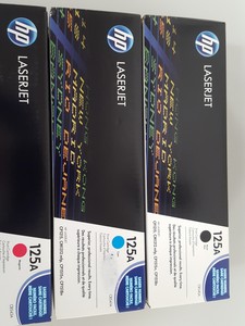 Thumbnail image of 4x HP 125A Toner CB540A Black, CB543A Magenta, CB541A Cyan, CB542A Yellow