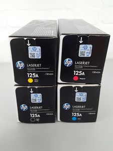 Thumbnail image of 4x HP 125A Toner CB540A Black, CB543A Magenta, CB541A Cyan, CB542A Yellow