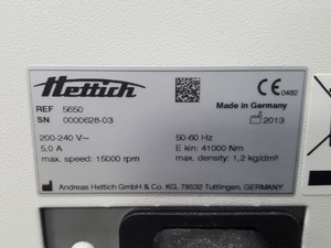 Thumbnail image of Hettich 5650 Rotanta 460 Centrifuge On Trolley + 4600RPM Bucket Rotor 5699 Lab