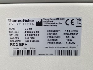 Thumbnail image of Thermo Sorvall RC 3BP Plus Refrigrated Superspeed Centrifuge Lab