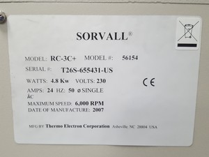 Thumbnail image of Sorvall RC-3C Plus Refrigerated Centrifuge Lab Spares / Repairs